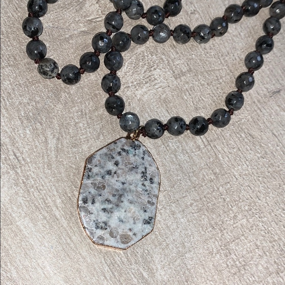 Marble Labradorite Necklace with Marble Pendant